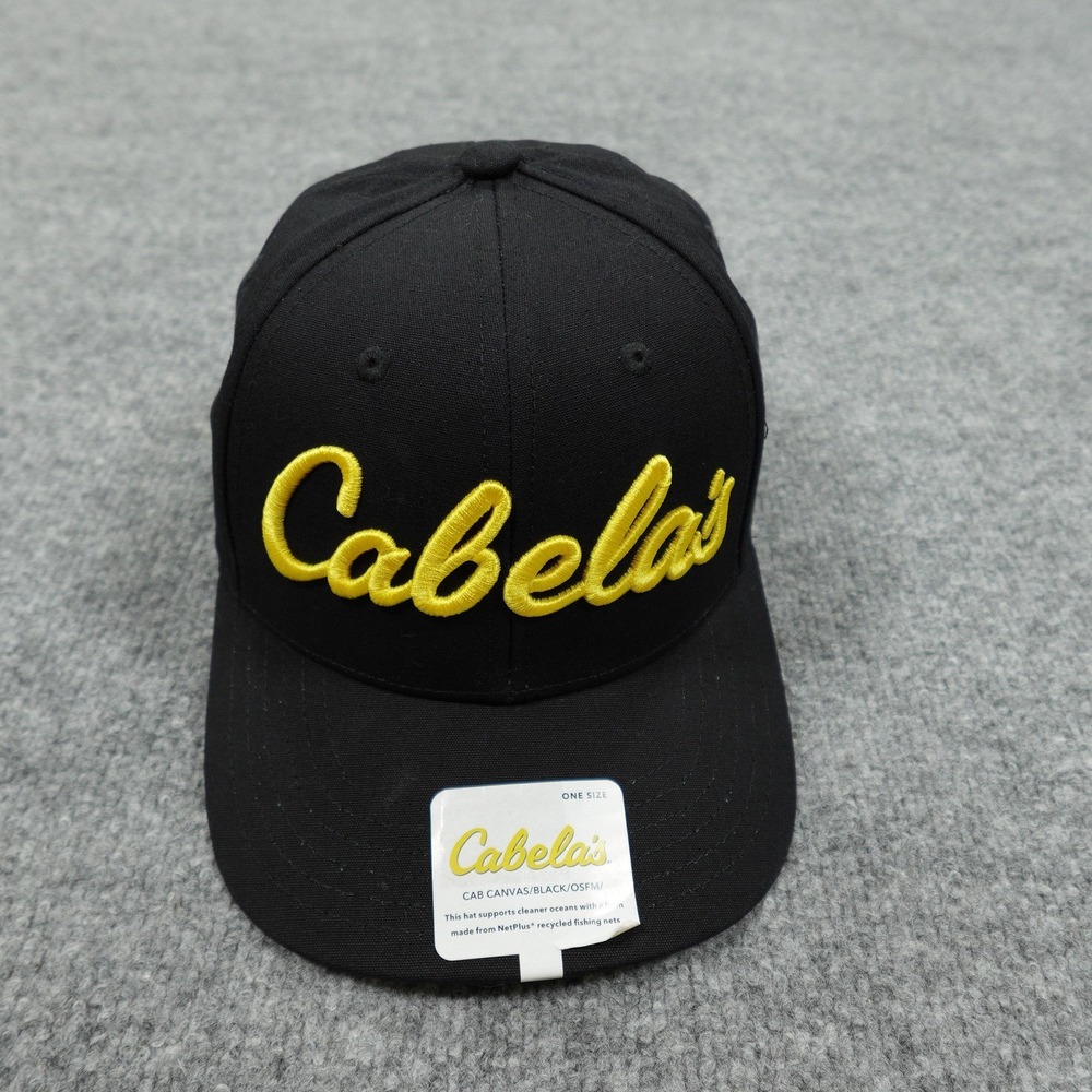 Cabela's Hat Cap Strap Back Mens One Size Black Canvas Embroidered Logo